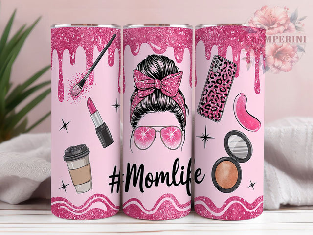Glam Mom Life Messy Bun Tumbler, Makeup Messy Bun Tumbler, 20oz Tumbler Wrap, Beauty Mom Tumbler, Glam Mom Tumbler, Stylish Mom Tumbler, Messy Bun Tumbler Design Sublimation Li Zamperini 
