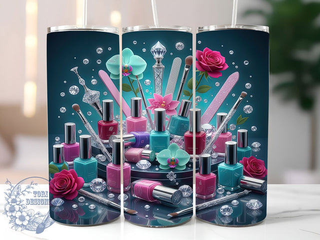 Glam Nail Tech Salon Life Tumbler, Nail Artist Design, 20oz Tumbler Sublimation, Manicure Lover Tumbler, Salon Life Wrap, Glam Nail Art Tumbler, Beauty Professional Design Sublimation ToriDesigns 