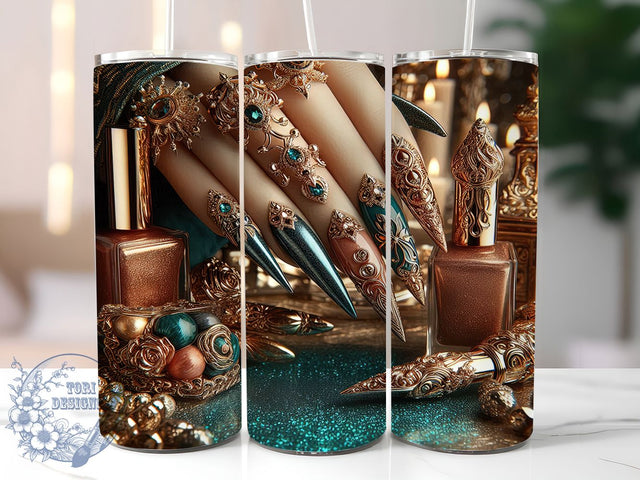 Glam Nail Tech Salon Lover Tumbler, Nail Artist Wrap, 20oz Tumbler Sublimation, Manicure Lover Design, Salon Life Tumbler, Glam Nail Art Wrap, Beauty Professional Sublimation Sublimation ToriDesigns 