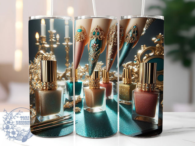 Glam Nail Tech Salon Lover Tumbler, Nail Artist Wrap, 20oz Tumbler Sublimation, Manicure Lover Design, Salon Life Tumbler, Glam Nail Art Wrap, Beauty Professional Sublimation Sublimation ToriDesigns 