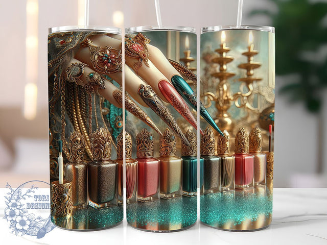 Glam Nail Tech Salon Lover Tumbler, Nail Artist Wrap, 20oz Tumbler Sublimation, Manicure Lover Design, Salon Life Tumbler, Glam Nail Art Wrap, Beauty Professional Sublimation Sublimation ToriDesigns 