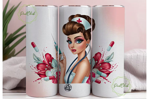 Glam Nurse 20oz Tumbler Wrap Sublimation PixelChick 