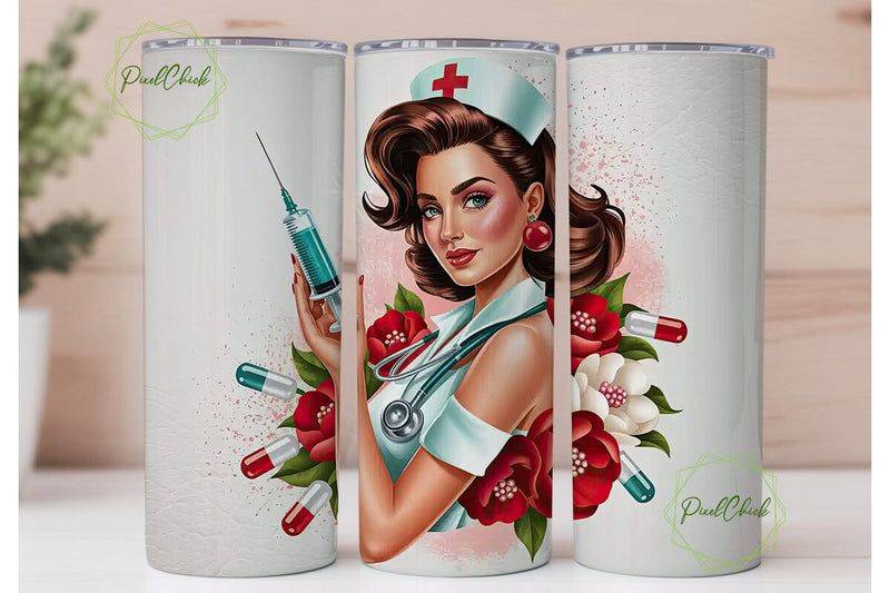 Glam Nurse 20oz Tumbler Wrap Sublimation PixelChick 