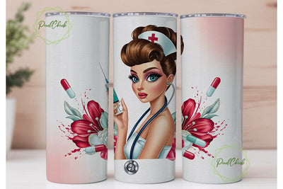 Glam Nurse 20oz Tumbler Wrap Sublimation PixelChick 
