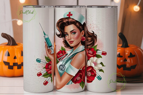 Glam Nurse 20oz Tumbler Wrap Sublimation PixelChick 