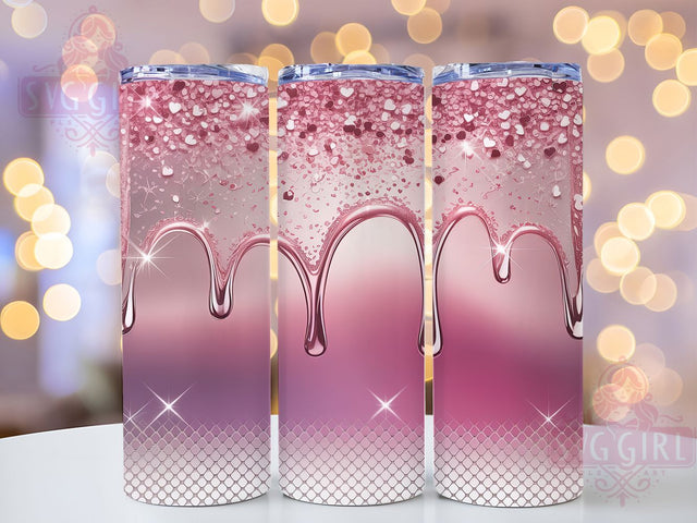 Glam Pink Glitter Diamond Tumbler, Glitter Drip Wrap, Fashion Bling Sublimation, Glamorous Cup Design, 20Oz Skinny Tumbler Wrap, Sparkly Pink Mug, Chic Glitter Tumbler Sublimation SvggirlplusArt 