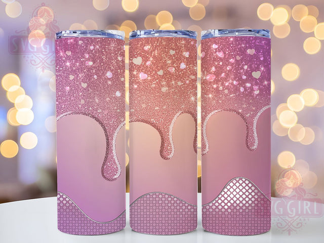 Glam Pink Glitter Diamond Tumbler, Glitter Drip Wrap, Fashion Bling Sublimation, Glamorous Cup Design, 20Oz Skinny Tumbler Wrap, Sparkly Pink Mug, Chic Glitter Tumbler Sublimation SvggirlplusArt 