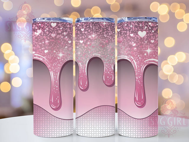 Glam Pink Glitter Diamond Tumbler, Glitter Drip Wrap, Fashion Bling Sublimation, Glamorous Cup Design, 20Oz Skinny Tumbler Wrap, Sparkly Pink Mug, Chic Glitter Tumbler Sublimation SvggirlplusArt 