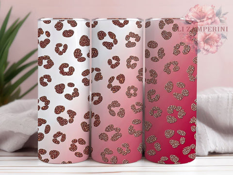 Glam Pink Ombre Leopard Tumbler, Leopard Print Tumbler Wrap, Pink and White Tumbler, 20oz Glitter Tumbler, Animal Print Tumbler Design, Glam Leopard Ombre Tumbler Sublimation Li Zamperini 