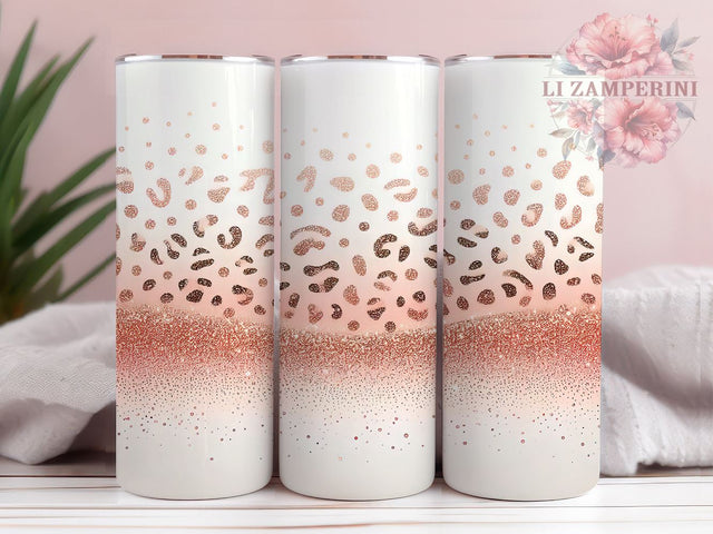 Glam Pink Ombre Leopard Tumbler, Leopard Print Tumbler Wrap, Pink and White Tumbler, 20oz Glitter Tumbler, Animal Print Tumbler Design, Glam Leopard Ombre Tumbler Sublimation Li Zamperini 