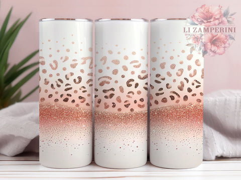 Glam Pink Ombre Leopard Tumbler, Leopard Print Tumbler Wrap, Pink and White Tumbler, 20oz Glitter Tumbler, Animal Print Tumbler Design, Glam Leopard Ombre Tumbler Sublimation Li Zamperini 