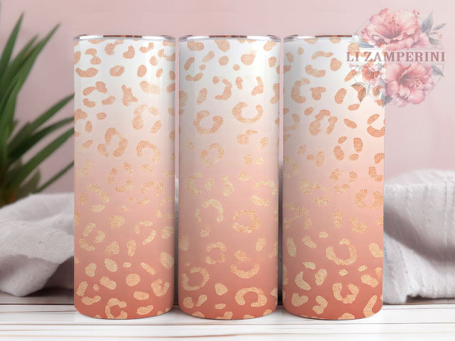 Glam Pink Ombre Leopard Tumbler, Leopard Print Tumbler Wrap, Pink and White Tumbler, 20oz Glitter Tumbler, Animal Print Tumbler Design, Glam Leopard Ombre Tumbler Sublimation Li Zamperini 