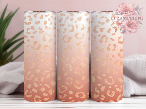 Glam Pink Ombre Leopard Tumbler, Leopard Print Tumbler Wrap, Pink and White Tumbler, 20oz Glitter Tumbler, Animal Print Tumbler Design, Glam Leopard Ombre Tumbler Sublimation Li Zamperini 