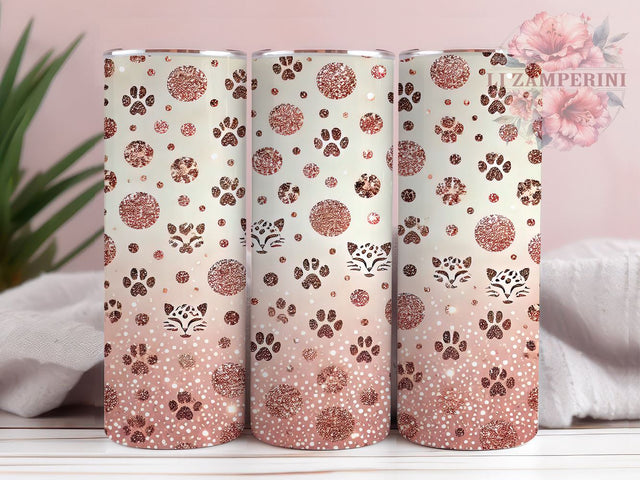 Glam Pink Ombre Leopard Tumbler, Leopard Print Tumbler Wrap, Pink and White Tumbler, 20oz Glitter Tumbler, Animal Print Tumbler Design, Glam Leopard Ombre Tumbler Sublimation Li Zamperini 