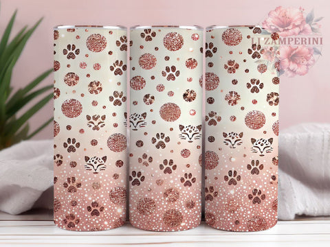 Glam Pink Ombre Leopard Tumbler, Leopard Print Tumbler Wrap, Pink and White Tumbler, 20oz Glitter Tumbler, Animal Print Tumbler Design, Glam Leopard Ombre Tumbler Sublimation Li Zamperini 