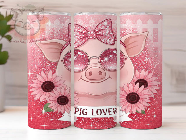 Glam Pink Pig Tumbler Wrap, Pink Pig Tumbler, Pig Lover, 20oz Tumbler Wrap, Sublimation Design, Cute Pig Tumbler, Animal Lover Tumbler Sublimation Lara' s Designs 