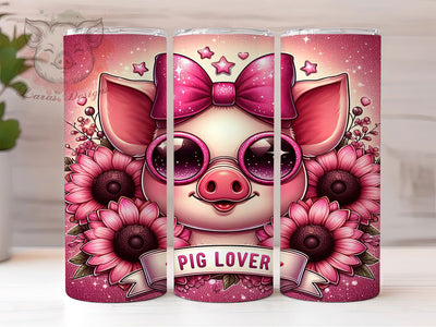 Glam Pink Pig Tumbler Wrap, Pink Pig Tumbler, Pig Lover, 20oz Tumbler Wrap, Sublimation Design, Cute Pig Tumbler, Animal Lover Tumbler Sublimation Lara' s Designs 