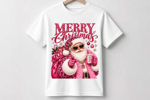 Glam Pink Santa Christmas Leopard Print Design SVG BillahCrafts 