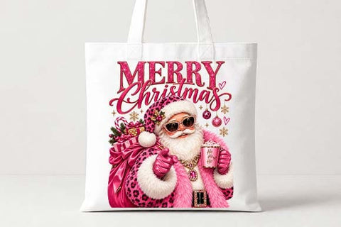 Glam Pink Santa Christmas Leopard Print Design SVG BillahCrafts 
