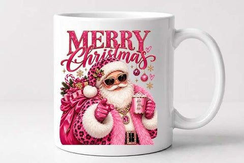 Glam Pink Santa Christmas Leopard Print Design SVG BillahCrafts 