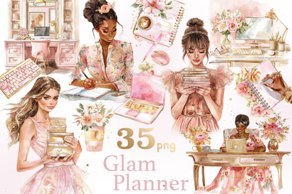 Glam Planner Clipart | Girl Boss Clipart SVG GlamArtZhanna 