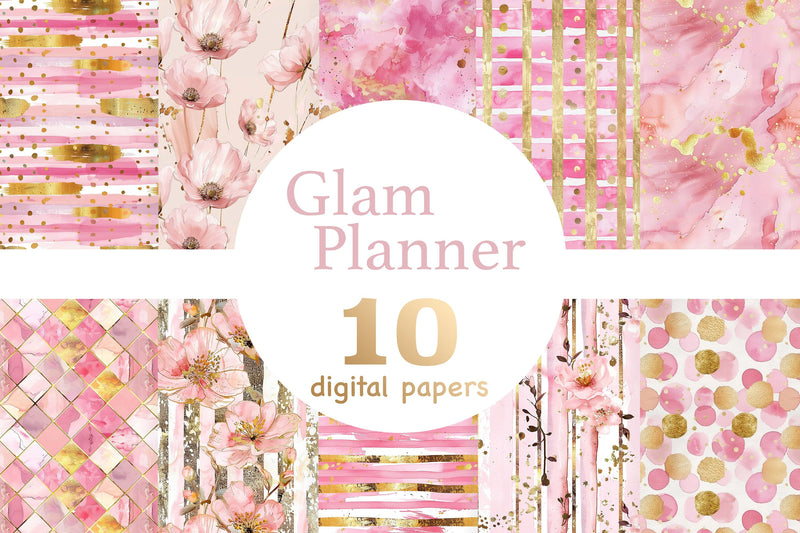 Glam Planner Digital Papers | Pink Seamless Pattern Digital Pattern GlamArtZhanna 