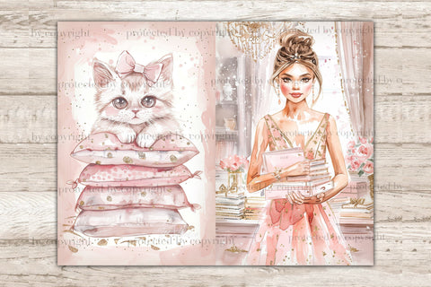 Glam Planner Junk Journal Page | Pink Printable Paper SVG GlamArtZhanna 