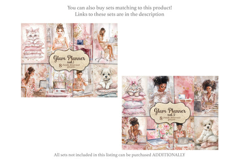 Glam Planner Junk Journal Page | Pink Printable Paper SVG GlamArtZhanna 