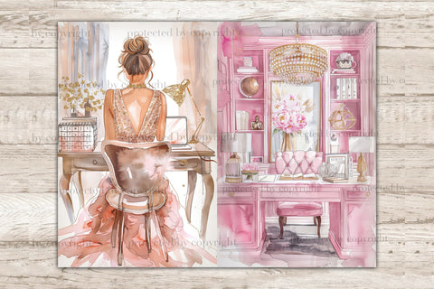 Glam Planner Junk Journal Page | Pink Printable Paper SVG GlamArtZhanna 