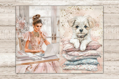 Glam Planner Junk Journal Page | Pink Printable Paper SVG GlamArtZhanna 