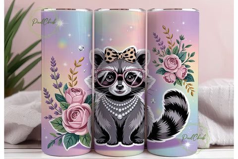 Glam Raccoon 20oz Tumbler Wrap Sublimation PixelChick 