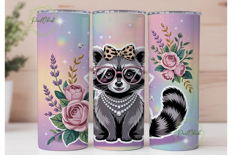 Glam Raccoon 20oz Tumbler Wrap Sublimation PixelChick 