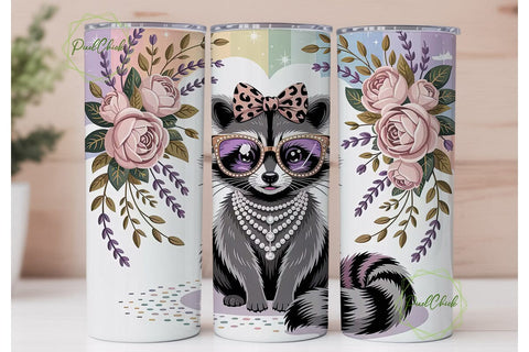 Glam Raccoon 20oz Tumbler Wrap Sublimation PixelChick 