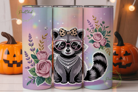 Glam Raccoon 20oz Tumbler Wrap Sublimation PixelChick 