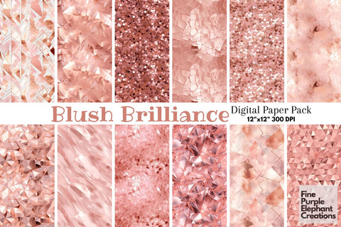 Glam Rose Gold Foil Texture Paper Digital Pattern Fine Purple Elephant Creations 