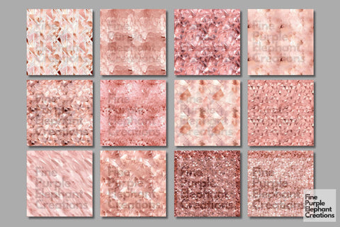 Glam Rose Gold Foil Texture Paper Digital Pattern Fine Purple Elephant Creations 