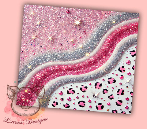 Glam Rose Gold Leopard Tumbler, Leopard Print Tumbler, Glitter Leopard Tumbler, 20oz Tumbler Sublimation, Rose Gold Glitter Tumbler, Animal Print Tumbler, Glam Leopard Tumbler Sublimation Lara' s Designs 