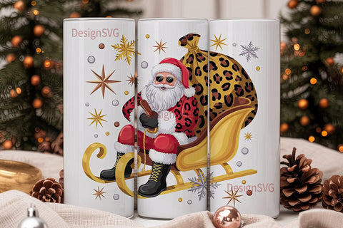 Glam Santa 20oz Tumbler Wrap Sublimation DesignSVG 