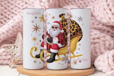 Glam Santa 20oz Tumbler Wrap Sublimation DesignSVG 