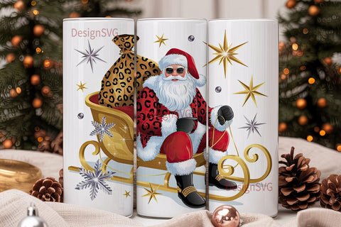 Glam Santa 20oz Tumbler Wrap Sublimation DesignSVG 