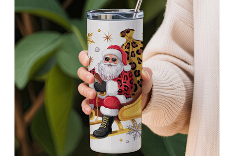 Glam Santa 20oz Tumbler Wrap Sublimation DesignSVG 