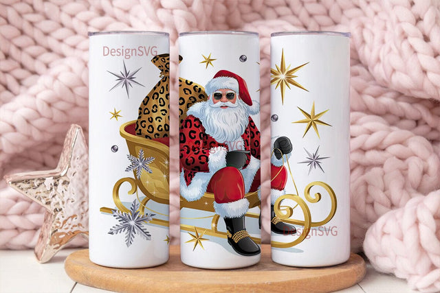 Glam Santa 20oz Tumbler Wrap Sublimation DesignSVG 