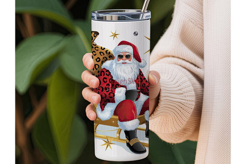 Glam Santa 20oz Tumbler Wrap Sublimation DesignSVG 