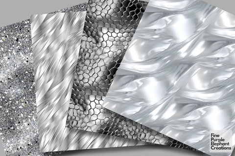 Glam Silver Foil Texture Paper Digital Pattern Fine Purple Elephant Creations 