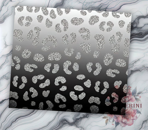 Glam Silver Ombre Leopard Tumbler, White and Silver Tumbler, Leopard Print Glitter Tumbler, 20oz Ombre Tumbler Wrap, Glam Leopard Tumbler, Animal Print Glitter Sublimation Li Zamperini 