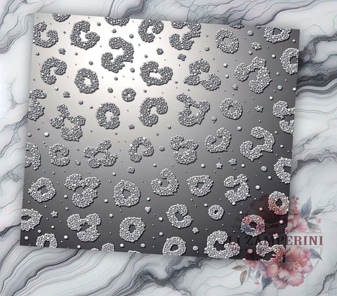 Glam Silver Ombre Leopard Tumbler, White and Silver Tumbler, Leopard Print Glitter Tumbler, 20oz Ombre Tumbler Wrap, Glam Leopard Tumbler, Animal Print Glitter Sublimation Li Zamperini 