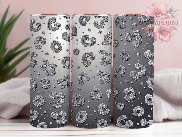 Glam Silver Ombre Leopard Tumbler, White and Silver Tumbler, Leopard Print Glitter Tumbler, 20oz Ombre Tumbler Wrap, Glam Leopard Tumbler, Animal Print Glitter Sublimation Li Zamperini 