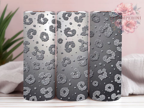 Glam Silver Ombre Leopard Tumbler, White and Silver Tumbler, Leopard Print Glitter Tumbler, 20oz Ombre Tumbler Wrap, Glam Leopard Tumbler, Animal Print Glitter Sublimation Li Zamperini 