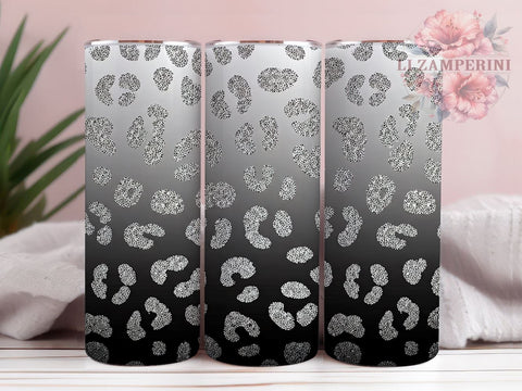 Glam Silver Ombre Leopard Tumbler, White and Silver Tumbler, Leopard Print Glitter Tumbler, 20oz Ombre Tumbler Wrap, Glam Leopard Tumbler, Animal Print Glitter Sublimation Li Zamperini 