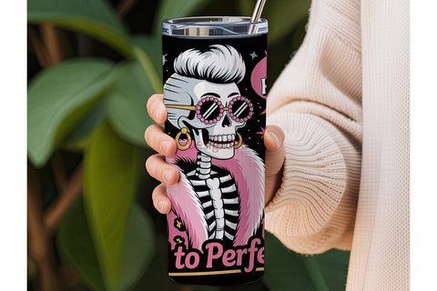 Glam Skeleton Cocktail Tumbler Wrap Sublimation DesignSVG 